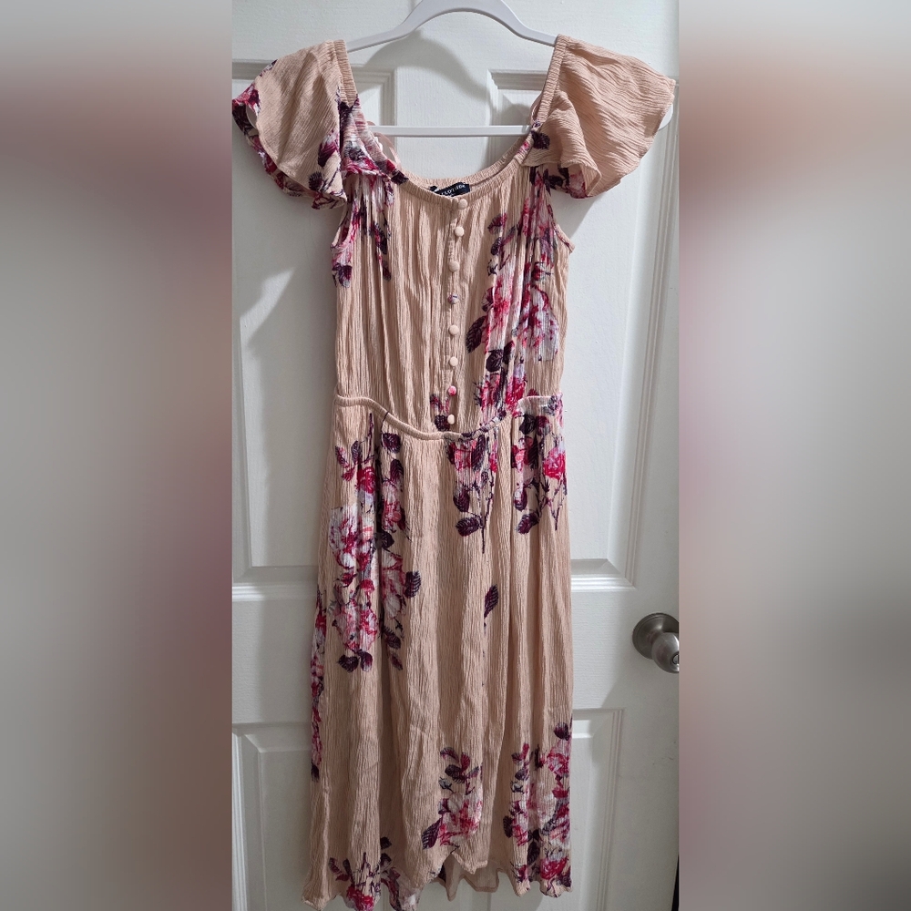 One Clothing Floral Partial Button-Down Dress